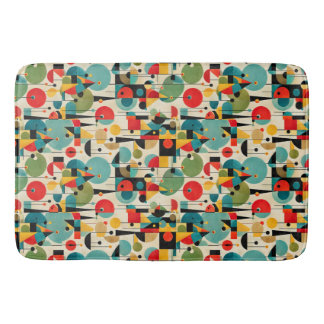 Tapis De Bain Objet Abstrait Géométrique Rétro Moderne du Milieu