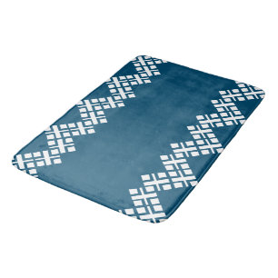 Tapis De Bain Océan bleu et blanc Mono Zig Zag