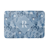 Tapis De Bain Océan bleu Vie marine Monogramme Côté (Devant)