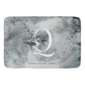 Tapis De Bain Océan élégant | Monogramme de baleine d'aquarelle (Devant)