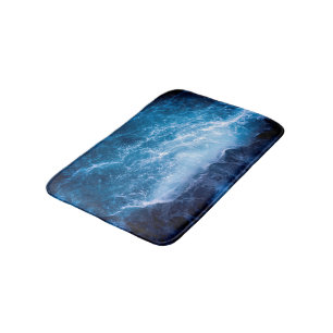 Tapis De Bain Océan - Vagues bleu foncé