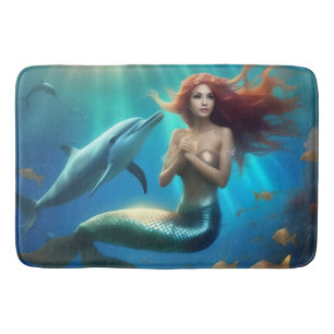 Tapis De Bain "Ocean's Dance : A Mermaid and Dolphins' Journey"