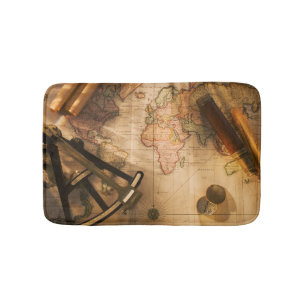 Tapis De Bain Octant, boussole et télescope sur la carte