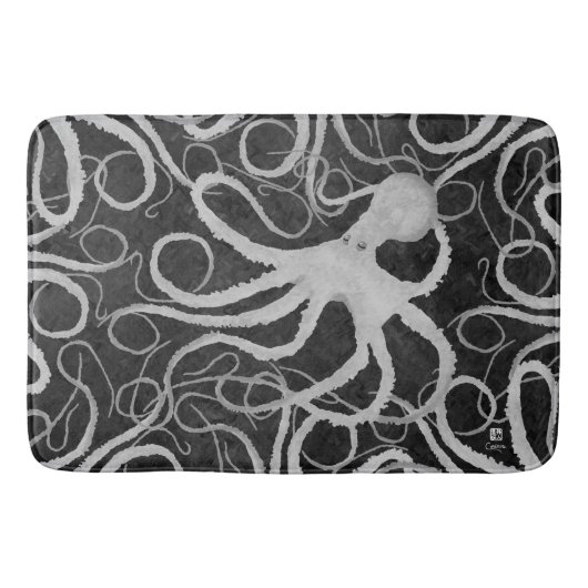 Tapis De Bain Octopus sur le gris foncé ll - Grand Mat de bain (Devant)