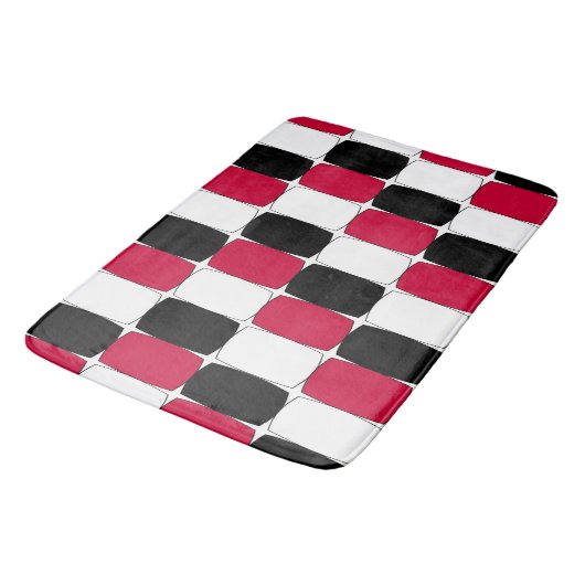 Tapis De Bain OEil de poisson noir, blanc et rouge (Angle)
