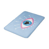 Tapis De Bain Oeil mal grec avec cils rose bleu (Angle)