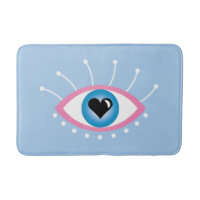 Oeil mal grec avec cils rose bleu