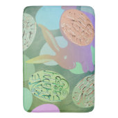 Tapis De Bain OEufs de lapin de Pâques sur Vert Bleu (devant Vertical)