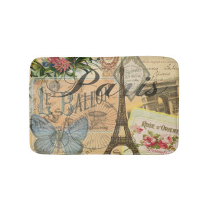 Tapis De Bain Oeuvre colorée Vintage voyage Paris France