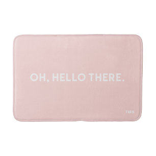 Tapis De Bain Oh Bonjour Là Typographie Blush Pink Monogramme