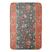 Tapis De Bain Oiseau et fleurs Perse Motif bleu rouge (devant Vertical)