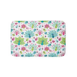 Tapis De Bain oiseau et hibou de paon
