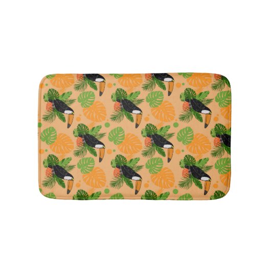 Tapis De Bain Oiseau tropical Toucan Motif sans couture (Devant)