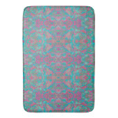 Tapis De Bain Oiseaux Arabesque Bohème Motif Turquoise rose (devant Vertical)