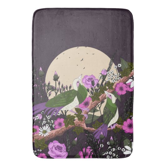 Tapis De Bain Oiseaux dans les fleurs (devant Vertical)