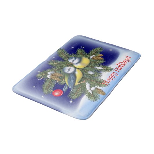 Tapis De Bain Oiseaux de Noël (Angle)
