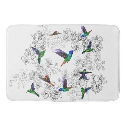 Tapis De Bain Oiseaux de printemps - Colibri - Choisissez/Ajoute (Devant)