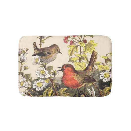 Tapis De Bain Oiseaux de printemps Robin Oiseaux rouges (Devant)