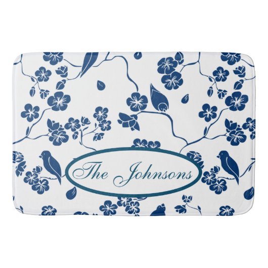 Tapis De Bain Oiseaux de Toile contemporains & Flore (Devant)