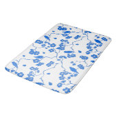 Tapis De Bain Oiseaux en fleurs de cerisiers Bleu Imprimer (Angle)