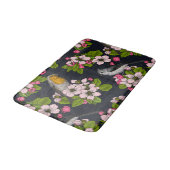 Tapis De Bain Oiseaux et fleurs en noir (Angle)