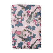 Tapis De Bain Oiseaux et fleurs roses (Devant (Vertical))