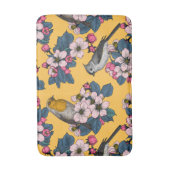 Tapis De Bain Oiseaux et fleurs sur le jaune (Devant (Vertical))