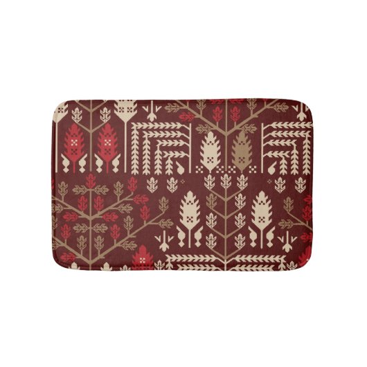 Tapis De Bain Oiseaux Fleurs Motif bleu foncé (Devant)