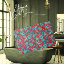 Oiseaux, Florales, Bleus, Rouge