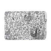 Tapis De Bain Oiseaux Main noire et blanche dessinée Art contemp (Devant)