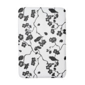 Tapis De Bain Oiseaux Motifs noirs et blancs sur les fleurs de c (Devant (Vertical))