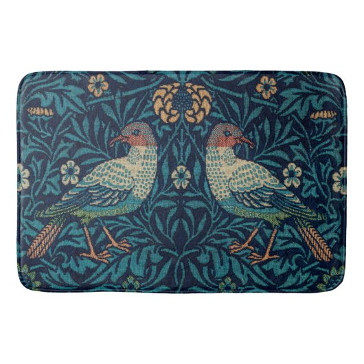 Tapis De Bain "Oiseaux" par William Morris Motif bleu  (Devant)
