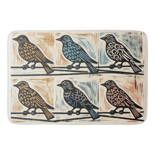 Tapis De Bain Oiseaux Sur Un Fil (Devant)
