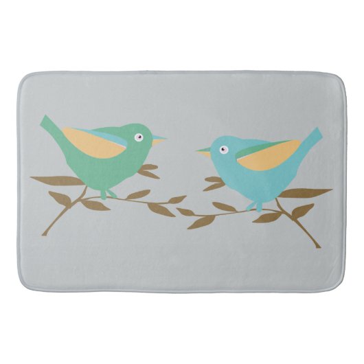 Tapis De Bain oiseaux turquoises et verts (Devant)
