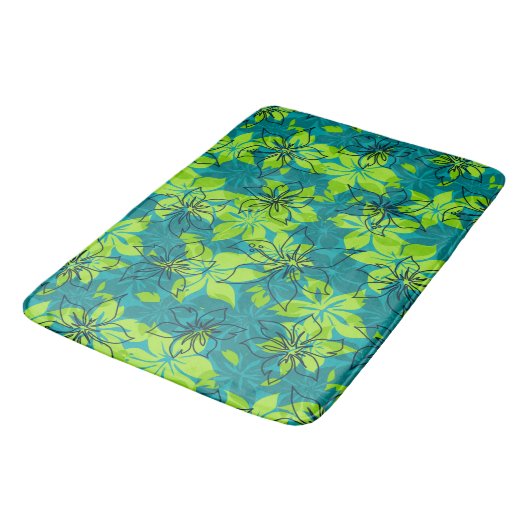 Tapis De Bain Olowalu Hibiscus Hawaiian Camo Tropical (Angle)