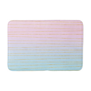 Tapis De Bain Ombre bleu rose avec lignes or minces