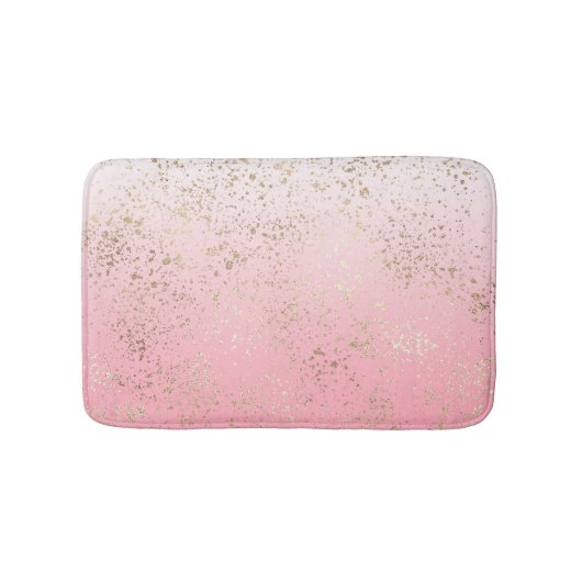 Tapis De Bain Ombre rose blanc éclaboussé d'or flakes (Devant)