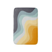Tapis De Bain Ondes de style rétro bleu et jaune (Devant (Vertical))