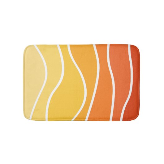 Tapis De Bain Ondes de style rétro jaune et orange (Devant)