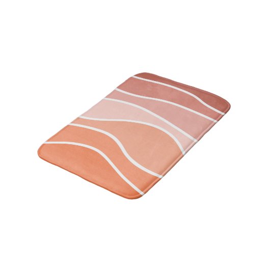 Tapis De Bain Ondes de style rétro rose et orange (Angle)