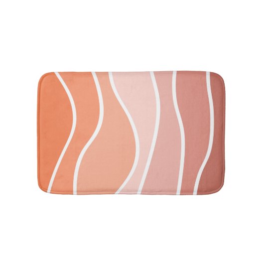 Tapis De Bain Ondes de style rétro rose et orange (Devant)