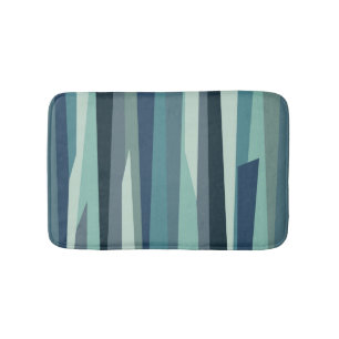 Tapis De Bain Ondes océaniques géométriques bleues
