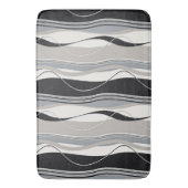 Tapis De Bain Ondulant des vagues gris et blanc noirs (devant Vertical)