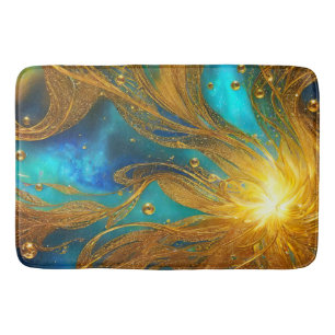 Tapis De Bain Opulent Elégant Bleu Or éclate Grand Mat Bain