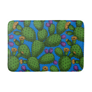Tapis De Bain Opuntie de floraison en bleu