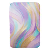 Tapis De Bain Or Abstrait rose Lilac Turquoise (devant Vertical)