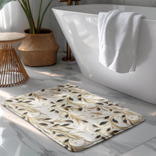 Tapis De Bain Or blanc glamour et noir Motifs sans couture