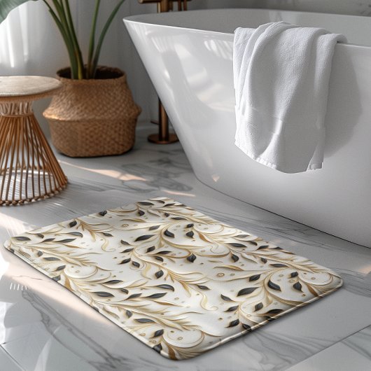 Tapis De Bain Or blanc glamour et noir Motifs sans couture