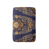 Tapis De Bain Or et bleu, motif sans couture fleurie. (Devant (Vertical))
