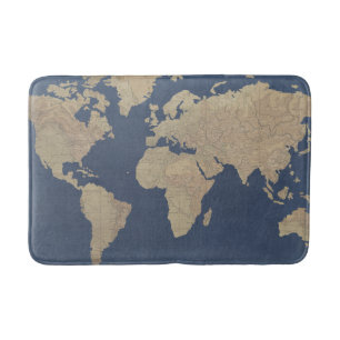 Tapis De Bain Or et carte bleue du monde